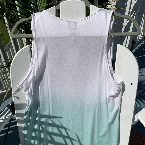 NWT Saks Fifth Avenue turquoise Ombré Sequin Tank Top/Cami size Medium - Picture 2 of 6